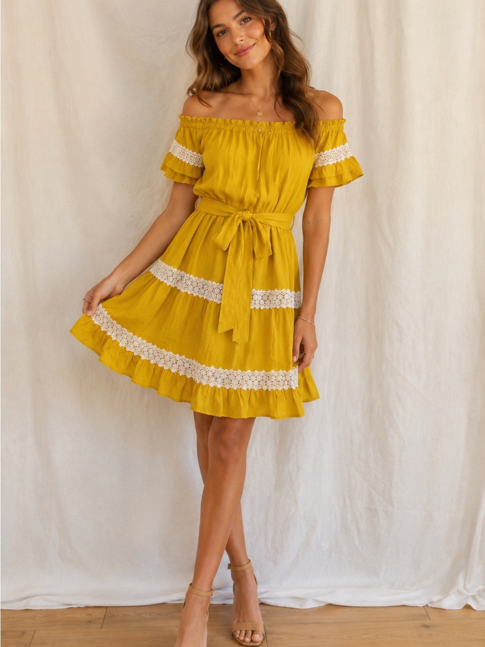 Hayden Yellow Ruffled Neckline Blouse 100% Cotton NWT